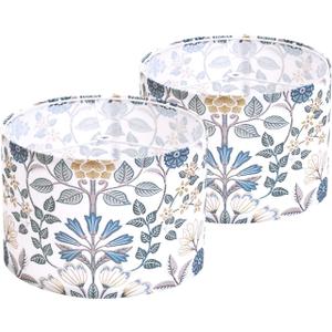 2pcs Flower Printed Small Drum Lamp Shades for Table Lamps Floor Lamps Wall Lamps.10"x10"x7" Barrel Lamp Shade for Home Decoration.Sipder Fitter Design.Easy Assembly.Fit harp and finial (not included)