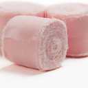 3 x Blush Pink Ribbon, 6 Rolls Pink Ribbon for Flower Bouquet/Gift Wrapping, 1 1/2 inch x 7Yd Handmade Fringe Chiffon Silk Ribbons for Crafts, Wedding, DIY Crafts for Mothers Day