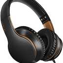 LORELEI X6 Over-Ear Headphones With Microphone, Lightweight Foldable & Portable Stereo Bass With 1.45M No-Tangle Wired for Smartphone Tablet MP3/4 (Black-Gold)