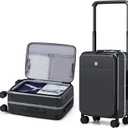 Hanke Top Opening Carry On Luggage, 20 Inch All-PC Aluminum Frame Wide Handle Luggage, Hard Shell Trunk Suitcase with Spinner Wheels, TSA Airline Approved (Jet Black, 40L)