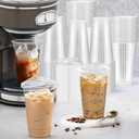 Dealusy 100 Pack - 24 oz Clear Plastic Cups with Lids, Sturdy & Food Safe Iced Coffee Cups with lids, Disposable Plastic Smoothie Cups for Cold Drinks, Sip Lids