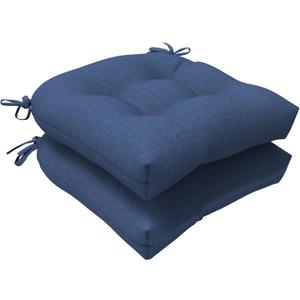 LVTXIII Outdoor/Indoor U-Shaped Wicker Seat Cushion, Decorative Tufted Chair Pads Seat Cushions Set for Patio Garden Home Office Furniture, 19x19x4, 2 Pack, Navy Textured