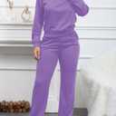 MOEENCN Women 2 Piece Outfits Sweatsuit Oversized Half Zip Sweatshirt Wide Leg Sweatpant Casual Lounge Matching Set Tracksuit Purple XXL