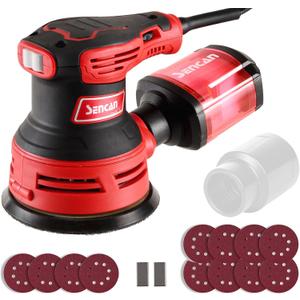 5" Electric Random Orbital Sander, 6 Variable Speeds Power Palm Sander with Vacuum Dust Collector for Hand Woodworking, Refinish Furniture
