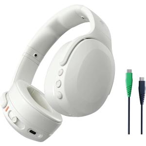 Skullcandy Crusher Evo Wireless Bluetooth Headphones with Extra USB-C Charging Cable, Multi-Sensory Bass, Noise Isolating Over-Ear Fit, 40 Hours Battery, Microphone for iPhone Android - Bone