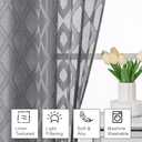 OWENIE Charcoal Grey Sheer Kitchen Curtains Tier 36 Inch Length 2 Panels Set, Elegant Clip Short Curtains for Small Window, Light Filtering Geometric Jacquard Textured Cafe Curtain, 42x36 Inches