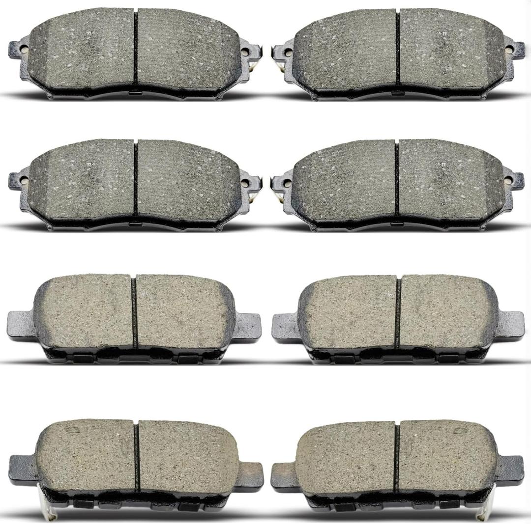 D888 D905 Front Rear Ceramic Brake Pads Set Fit For Nissan 370Z/350Z/Murano,For Infiniti EX35/EX37/FX35/FX37/FX45/G25/G35/G37/M35/M35h/M37/M45/M56/Q40/Q50/Q70 (8 pcs)