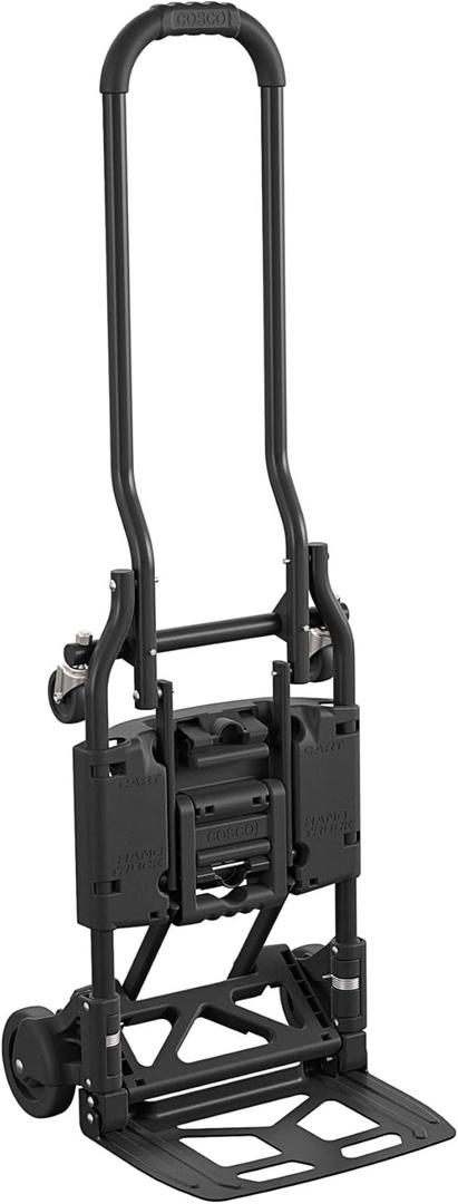 Cosco Shifter Folding Hand Truck/Cart - Heavy Duty Steel Frame, 300lbs Capacity, Black