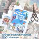 icceemee Scrapbooking Supplies Kit, Travel Diary Theme Scrapbooking Kit for Bullet Junk Journaling, Stationery, A6 Grid Notebook, Flower DIY Journaling Supplies, Birthday Craft Gift for Teen Girls