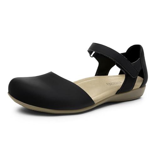 Rihero Black Closed Toe Sandals Women Comfortable Memory Form Arch Support Sandals Women's Business Casual Dress Shoes for Walking Vacation Shopping, size 8