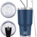 WETOWETO 30 oz Tumbler Stainless Steel Vacuum Insulated Coffee Cup Double Wall Vacuum Coffee Cup Thermal Cups for Hot and Cold drinks, Suitable for Beach, Travel (Navy Blue, 1 Pack)