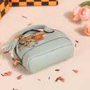 Womens Unique Change Purse Creative Mini Tote Bag Charms Leather Coin Keychain Wallet (Black)