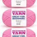 3x60g Peach Yarn for Crocheting and Knitting;3x66m (72yds) Cotton Yarn for Beginners with Easy-to-See Stitches;Worsted-Weight Medium #4;Cotton-Nylon Blend Yarn for Beginners Crochet Kit Making