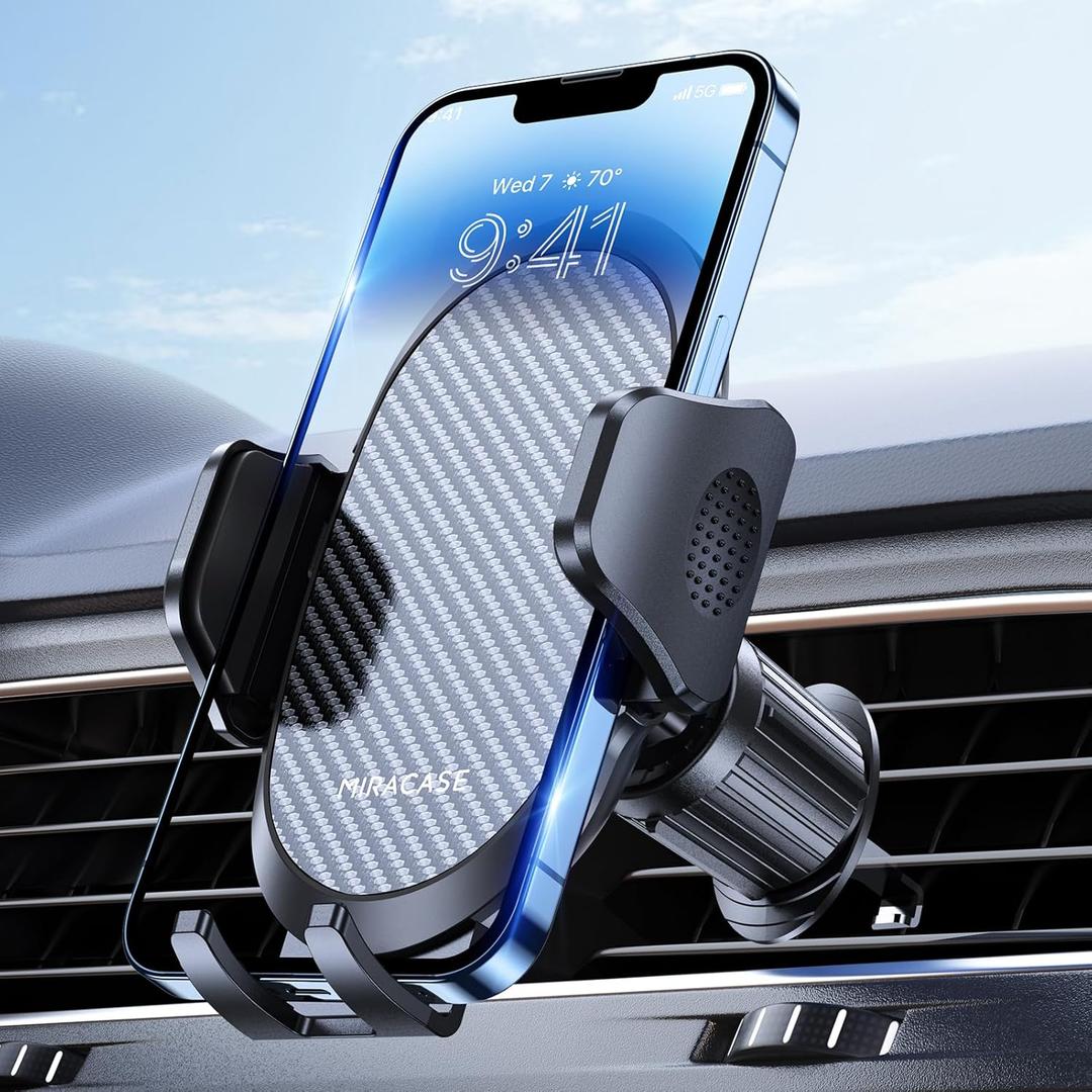 Miracase Phone Holders for Your Car with Metal Hook Clip, Air Vent Cell Phone Stand Car Mount, Universal Automobile Cradle Fit for iPhone Android and All Smartphones, Dark Black