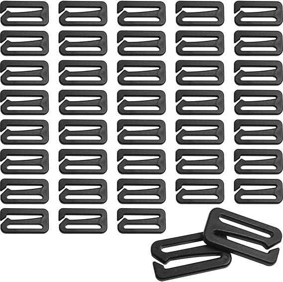 37PCS Inner Diameter 25mm 1in Black G Shaped Hook Plastic Hook Buckle Luggage Accessories POM Quick Release Webbing Adjustment Buckle for Backpacks Tents and Clothing