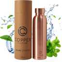 100% Pure Copper Water Bottle for Drinking Water  34 oz (1000ml) Polished Finish with Leak-Proof Lid | Copper Vessel for Yoga, Gym, Office, Home & Travel