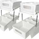 2 Tier Kitchen & Cabinet Drawer Storage Rack With Sliding Baskets  Adjustable Shelf Laundry Room Organization| Under Sink Organizer For Bathroom Accessories & Kitchen