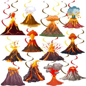 Volcano Party Hanging Swirls Lava Volcano Birthday Party Decorations Volcano Theme Party Hanging Foil Whirls Ceiling Streamers Decoration for Science Dinosaur Party Luau Hawaiian Party Supplies