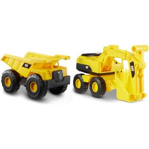 CAT Construction Toys CAT Construction Tough Rigs 15" Dump Truck & Excavator Set Toys 2 Pack Ages 3+ | Kid Powered Caterpillar Vehicle Set | Indoor or Ourdor Play | No Batteries Required