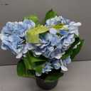 Hollyone Light Blue Hydrangea Artificial Flowers in Pots 19.7" Four-Head Faux Silk Hydranges Flower Arrangements for Indoor Home Office Kitchen Table Centerpieces Wedding Decorations