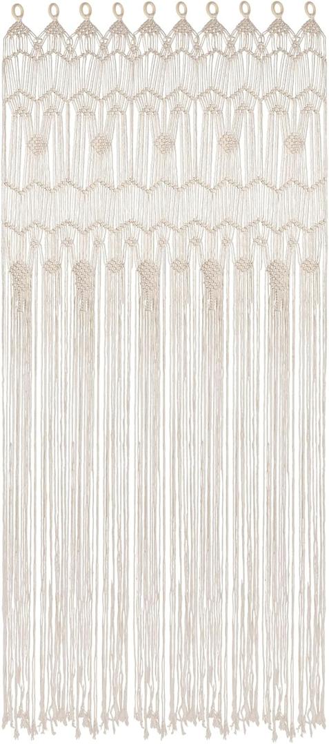 Boho Macrame Window Curtain Room Divider Doorway Curtain 79 x 35 Inches Large Long Macrame Wall Hanging for Living Room Bedroom Bohemian Home Decor Wedding Backdrop, Dreamcatcher - 1 Panel