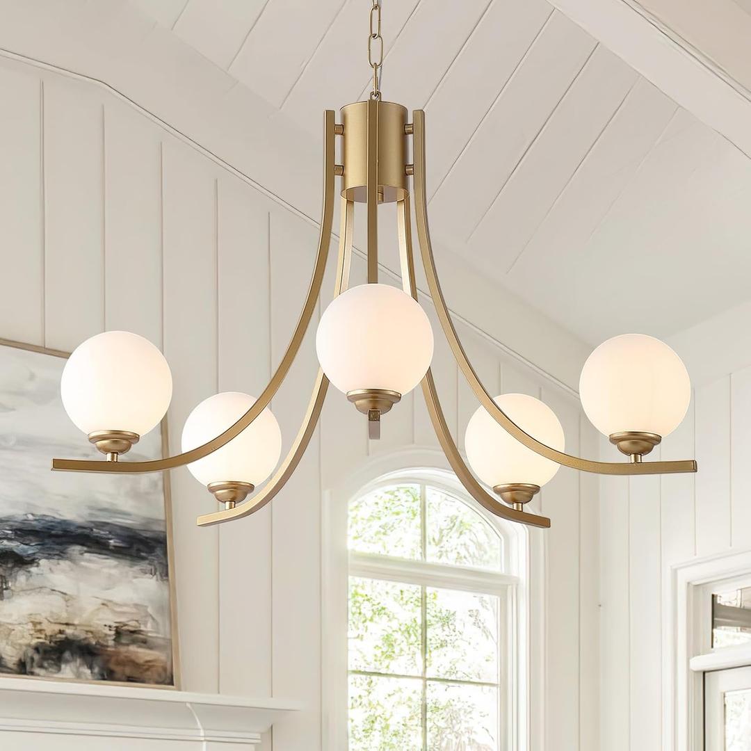 Gold Farmhouse Chandelier Modern Sputnik Chandelier for Dining Room Glass Globe Chandelier Dining Room Light Fixtures for Foyer Living Room Kitchen Island