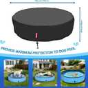 QH.HOME[2026 Upgrade 500D Thickened] 63-64 inch Kiddie Pool Cover Round, Collapsible Dog Pool Cover with Super Windproof Dual-Drawstring, Odorless Waterproof Fabric Material - Only Cover