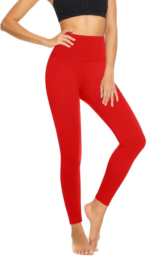 Women's High Waisted Yoga Leggings - Buttery Soft Tummy Control Workout Tights for Gym, Running & Athletic Wear (4-red) S/M