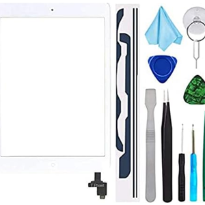White Digitizer Repair Kit for iPad Mini 1&2 A1432 A1489 Touch Screen Digitizer Replacement with IC Chip + Home Button + Tools + Pre-Installed Adhesive (Screen Only)