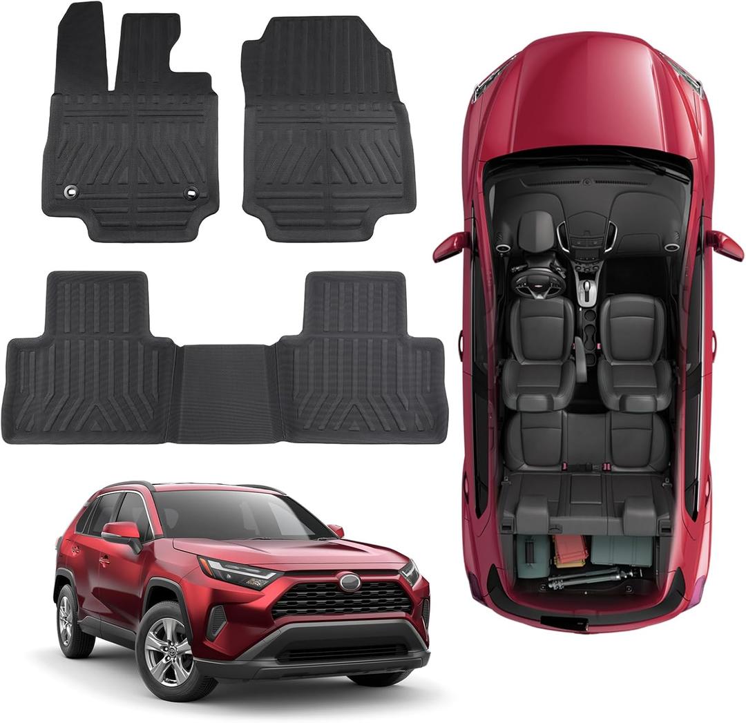 Car Floor Mats for Toyota RAV4: 2025 2024 2023 2022 2021 2020 2019, All Weather Floor Liners Custom Fit for Toyota RAV 4 Accessories