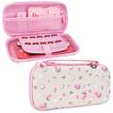 Switch Lite OLED Case Carrying Case- for Nintendo Switch Accessories with Detachable Shoulder Strap,Hard Shell Protective Cover Travel Bag with 10 Game Card Slots,for Girls Cute Strawberry Pink