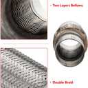 Exhaust Flex Pipe, 2.5''x 4''Stainless Steel Heavy Duty Exhaust Flex Pipe, Double Braid Exhaust Flex Tube, Overall Length 8''
