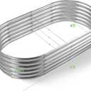 Land Guard Galvanized Metal Raised Garden Bed Kit, 8x4x1.5ft Large Planter Boxes Outdoor, Oval Gardening Box, Patio Garden Planter Box for Vegetables (Silver)