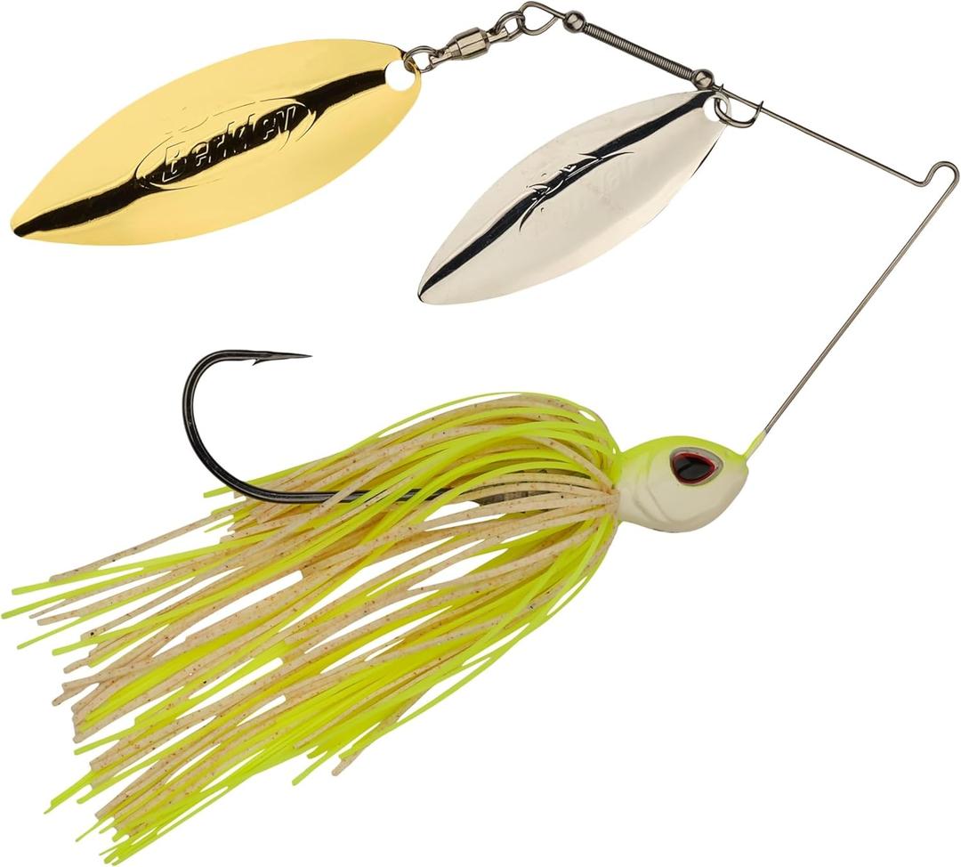 Berkley Power Blade Standard Fishing Spinnerbaits (1/2 oz - Willow Willow, White Chartreuse/Silver + Gold)