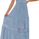 ZESICA Women's 2026 Summer Boho Maxi Dresses Strapless Off Shoulder Lace Flowy A Line Beach Vacation Long Sundress S