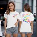 Valentine Shirts for Women Valentines Day Tshirts Love Heart Graphic Tees Casual Crewneck Short Sleeve Tops (M)