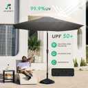 JEAREY 9FT Outdoor Patio Umbrella Outdoor Table Umbrella with Push Button Tilt and Crank, Market Umbrella 8 Sturdy Ribs UV Protection Waterproof for Garden, Deck, Backyard, Pool (Black)