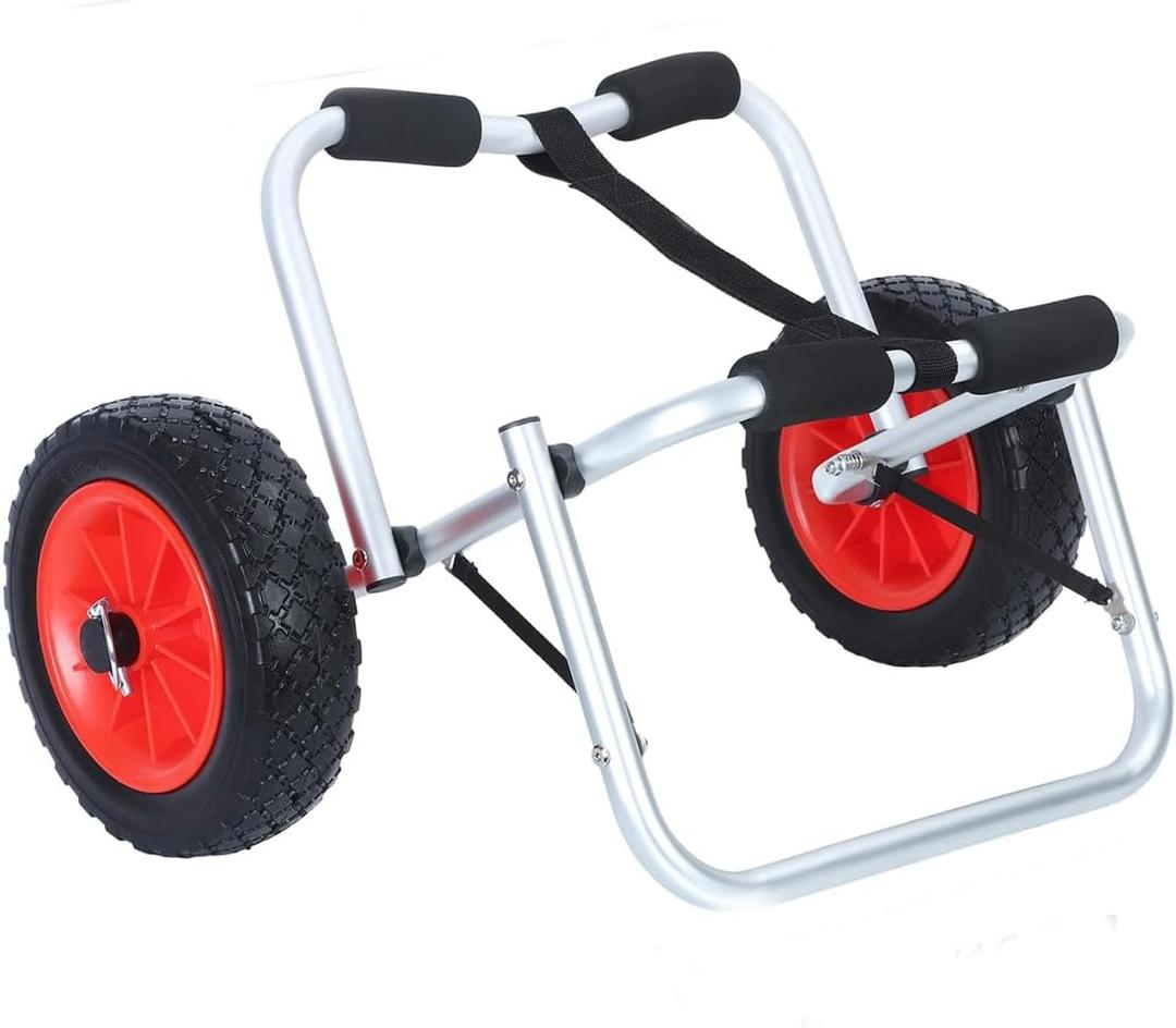 Foldable Kayak Cart with 10" Pneumatic Tire, Canoe Dolly Kayak Carrier Adjustable Kayak Transport Dolly Trailer, 150lb Capacity