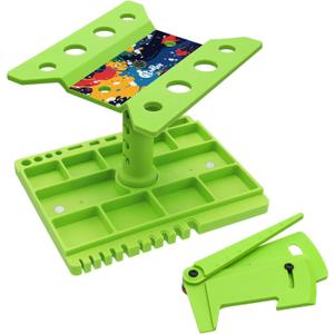 RC Car Work Stand Repair Workstation 360 Degree Rotation Stand with RC Car Ride Height Gauge for Traxxas TRX4 Axial Arrma Redcat Losi 1/10 1/12 1/14 1/16 1/18 Remote Control Car Tool Set, Green