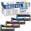 DR221 DR221CL Drum Unit Set 4 Pack Replacement for Brother DR-221CL DR-221CL-BK Drum Unit for HL-3140CW HL-3170CDW HL-3180CDW MFC-9330CDW MFC-9130CW Printer (Only Drum, Not Include Toner) (DR221CL Black, Cyan,Magenta, Yellow)