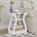 FROMJBEST End Tables Living Room, White End Table with Charging Station,White Side Table, Nightstand for Bedroom, 3 Tier End Table with Storage Shelf for Living Room