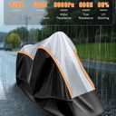 Full Enclosed Motorcycle Cover Waterproof Outdoor/Indoor Storage Waterproof Motorcycle Cover Heavy Duty with Reflective Strips Fits Scooter/Touring Motorcycles Length up to 108"Black+Sliver