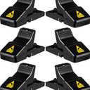 Feeke Rat Trap, Large Mouse Traps, Mouse Traps Indoor for Home, Instant Kill Traps for Mouse Rat Chipmunk, Quick Set Up and Reusable - 6 Pack, Black,Large-6 pack