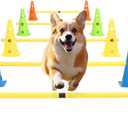 Dog Jump Agility Training Set Puppy Agility Training Hurdle 10 Cones & 5 Poles Combo for Backyard Adjustable Obstacle Training Course Equipment Outdoor Indoor