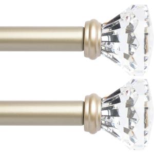 Curtain Rods Diamond End Cap 28 to 48 Inch, 1 Inch Pole Color Black (Nickel, 48 to 84 Inch)