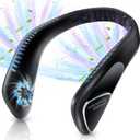 Kakashi 6000mAh Portable Neck Fan Rechargeable, Bladeless Operated Wearable Personal Fan with 3 Speeds, 360Cooling Leafless Hanging Neck Fan Blow Cold Air for Travel Outdoor (Black)