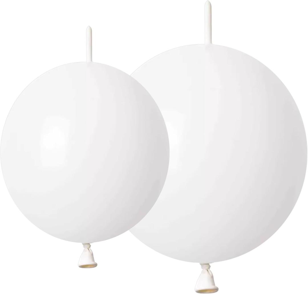 White Link Balloons 6 Inch 12 Inch 120 Pcs Latex Linking Balloons for Birthday Wedding Party Festival Decorations