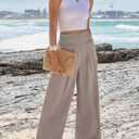 ANRABESS Womens Pants Wide Leg High Waisted Palazzo Pants Summer Flowy Beach Lounge Casual Trousers with Pockets (Beige, S)