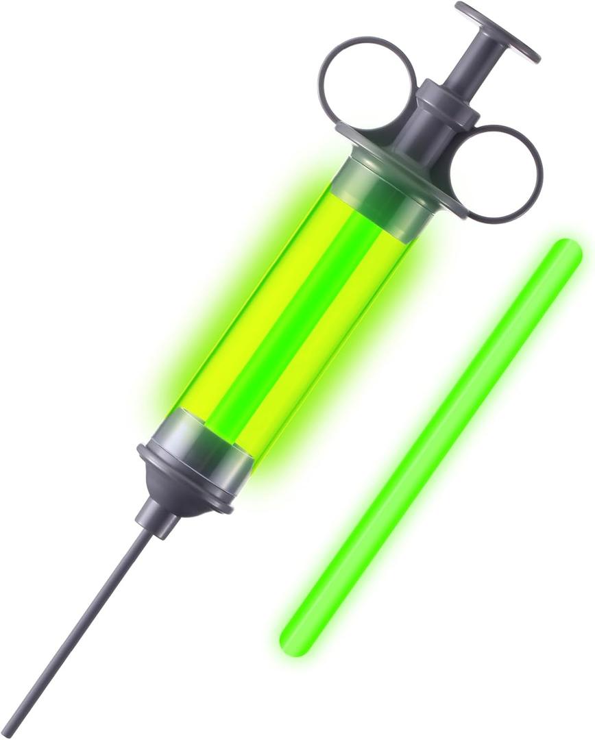 Light Up Injector Prop with 2 Glow Sticks Spooky Halloween Costume Accessory for Mad Scientist, Plague Doctor & Haunted House Decor