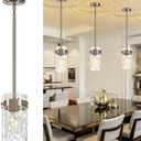 4.72" Hammered Glass Pendant Lighting for Kitchen Island 1 Pack, Modern Brushed Nickel Pendant Light Fixtures, Adjustable Ceiling Pendant Light for Kitchen Island Dining Room Bedroom Hallway